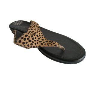 *FitFlop Brown Tan Thong Flats Animal Print Rubber Sole Flip Flops - EUR41